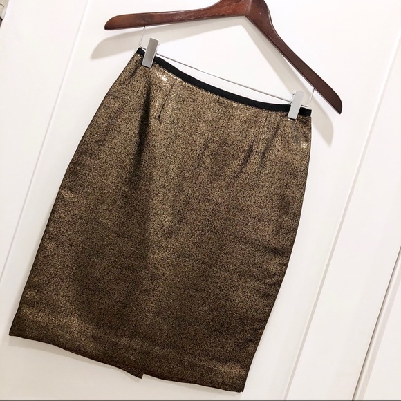 NWT Tory Burch Festive Gold Metallic Skirt Size 0 - Picture 7 of 7